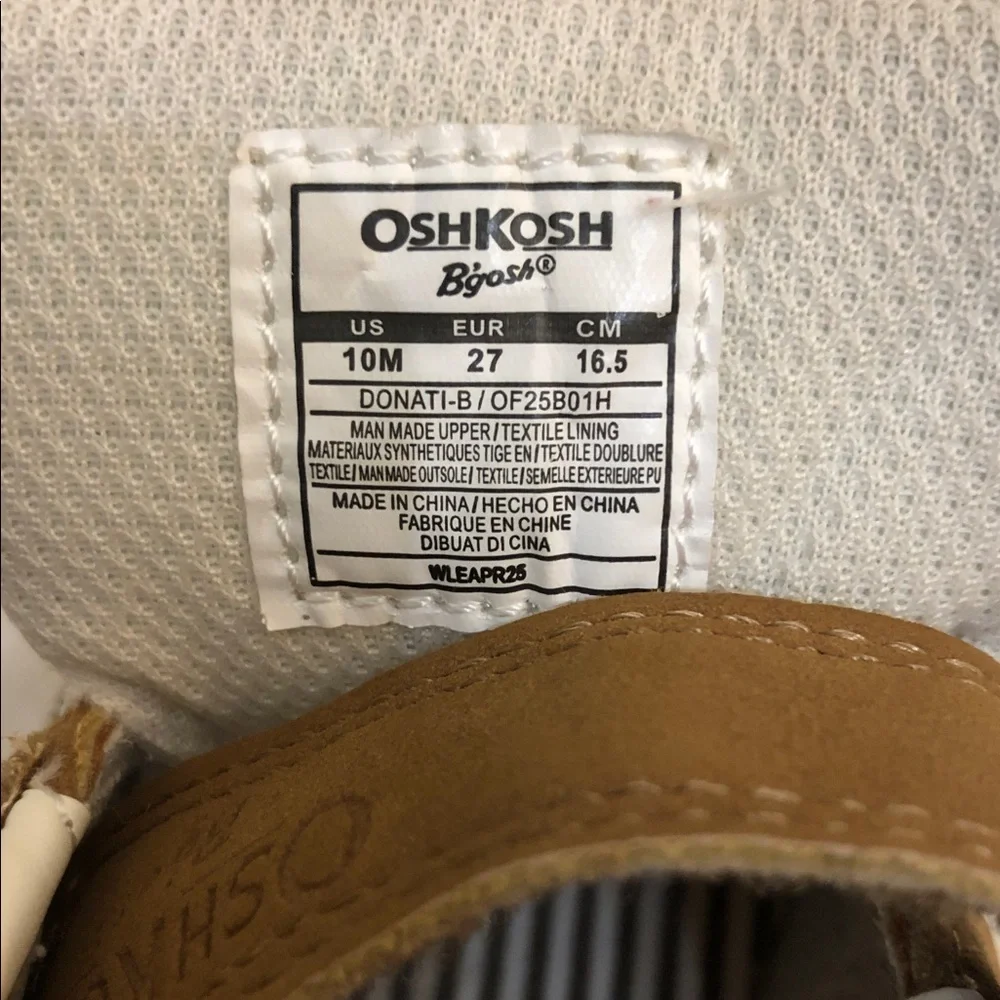OshKosh B'gosh Tan, Brown with Light Blue and Green trim Kids Sneakers